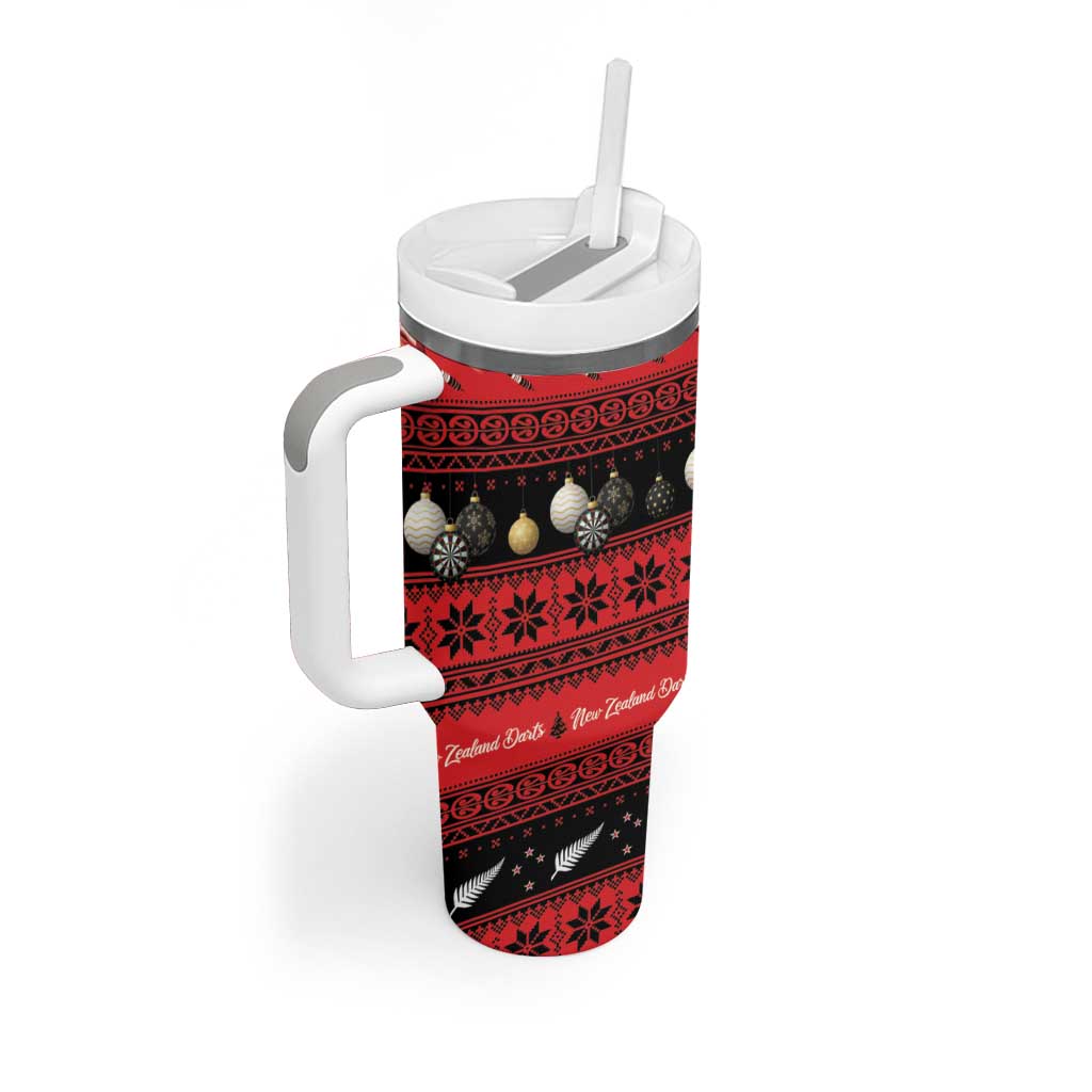 New Zealand Darts Christmas Tumbler With Handle Merry Xmas Aotearoa Maori Red - Vibe Hoodie
