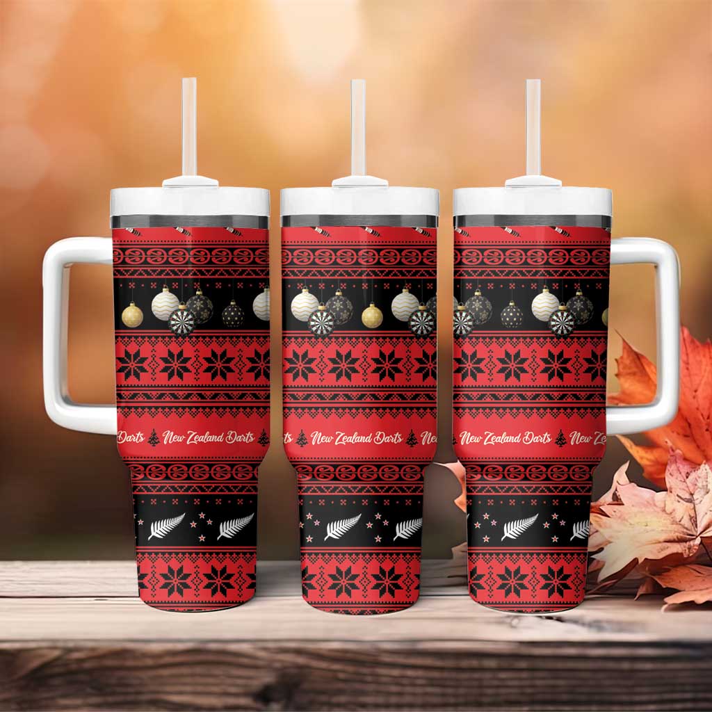 New Zealand Darts Christmas Tumbler With Handle Merry Xmas Aotearoa Maori Red - Vibe Hoodie