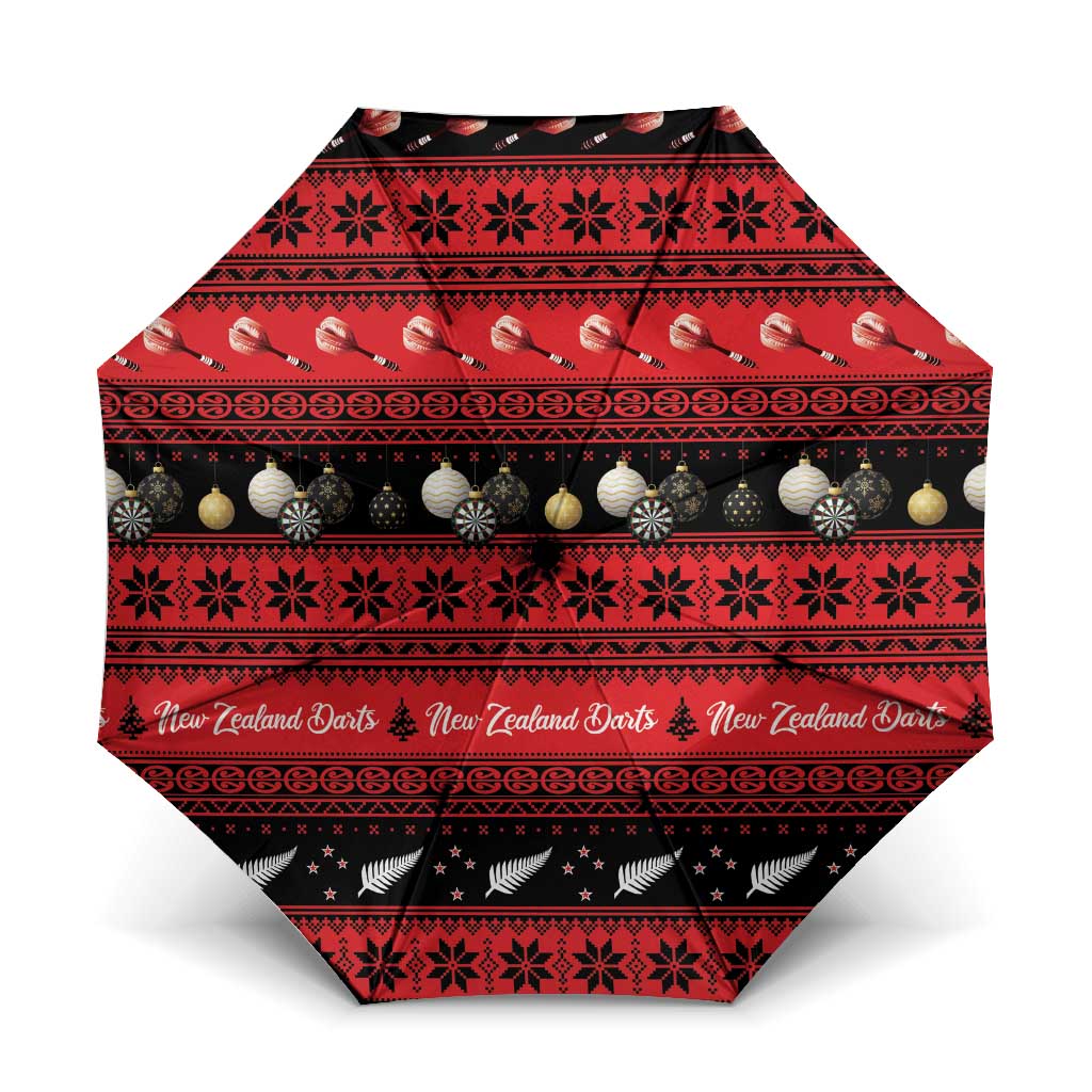 New Zealand Darts Christmas Umbrella Merry Xmas Aotearoa Maori Red - Vibe Hoodie