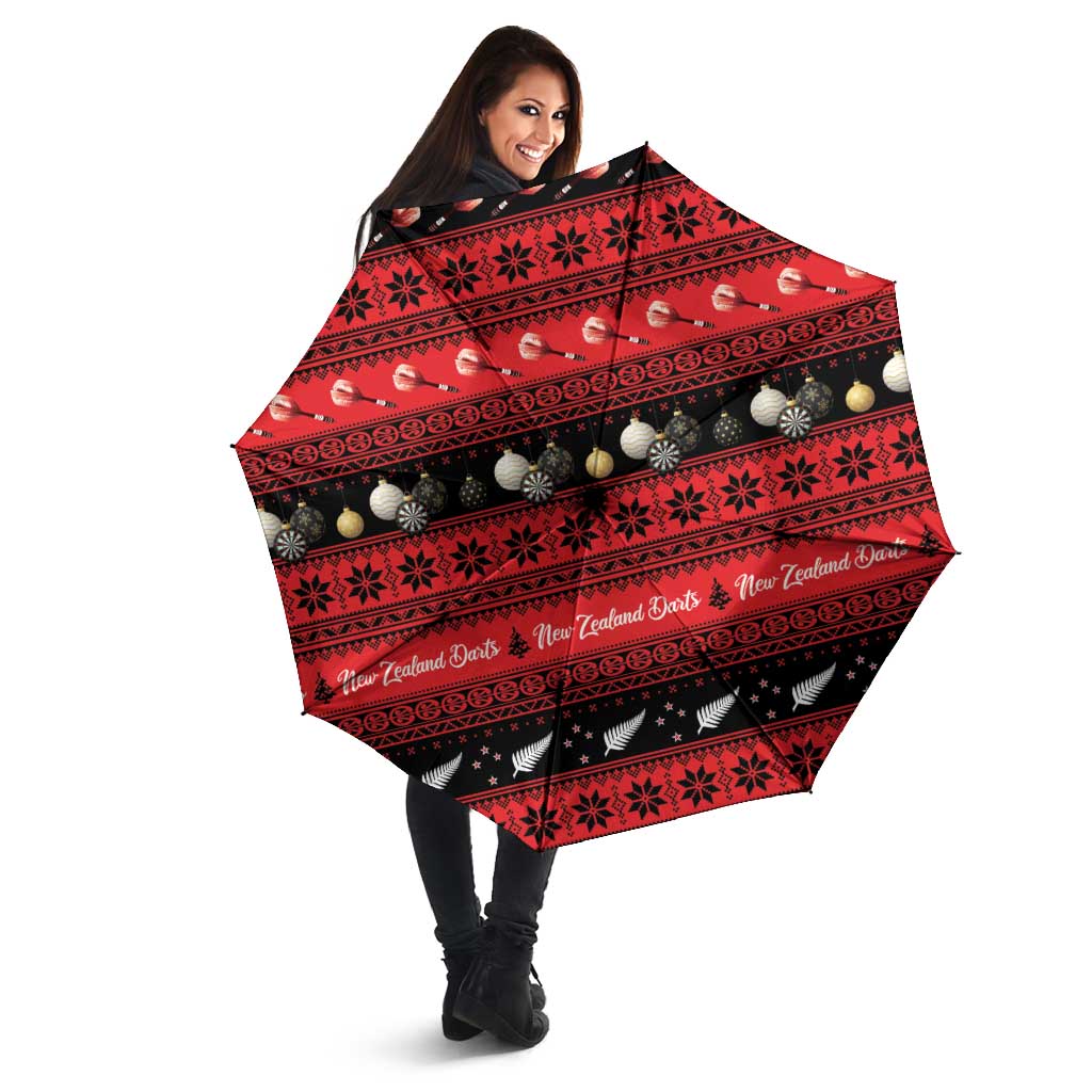 New Zealand Darts Christmas Umbrella Merry Xmas Aotearoa Maori Red - Vibe Hoodie