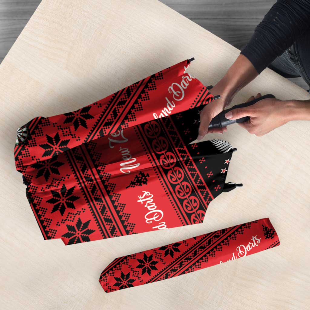 New Zealand Darts Christmas Umbrella Merry Xmas Aotearoa Maori Red - Vibe Hoodie