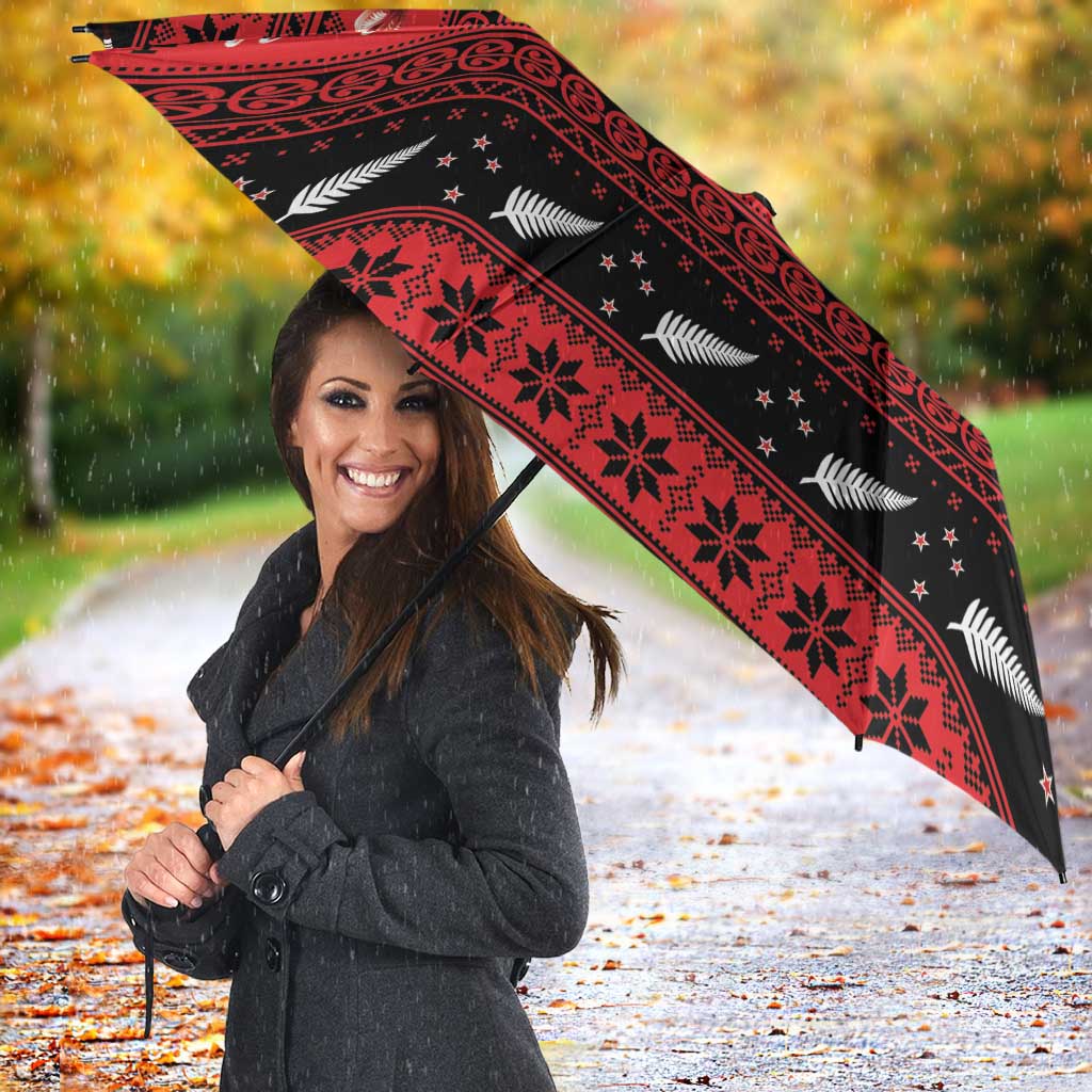 New Zealand Darts Christmas Umbrella Merry Xmas Aotearoa Maori Red - Vibe Hoodie