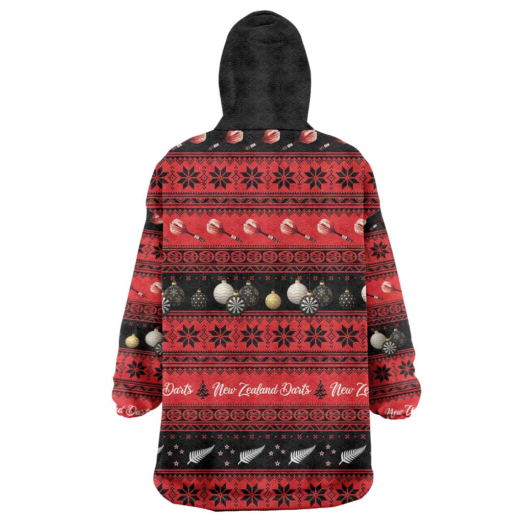 New Zealand Darts Christmas Wearable Blanket Hoodie Merry Xmas Aotearoa Maori Red - Vibe Hoodie