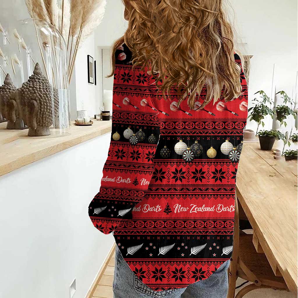 New Zealand Darts Christmas Women Casual Shirt Merry Xmas Aotearoa Maori Red - Vibe Hoodie