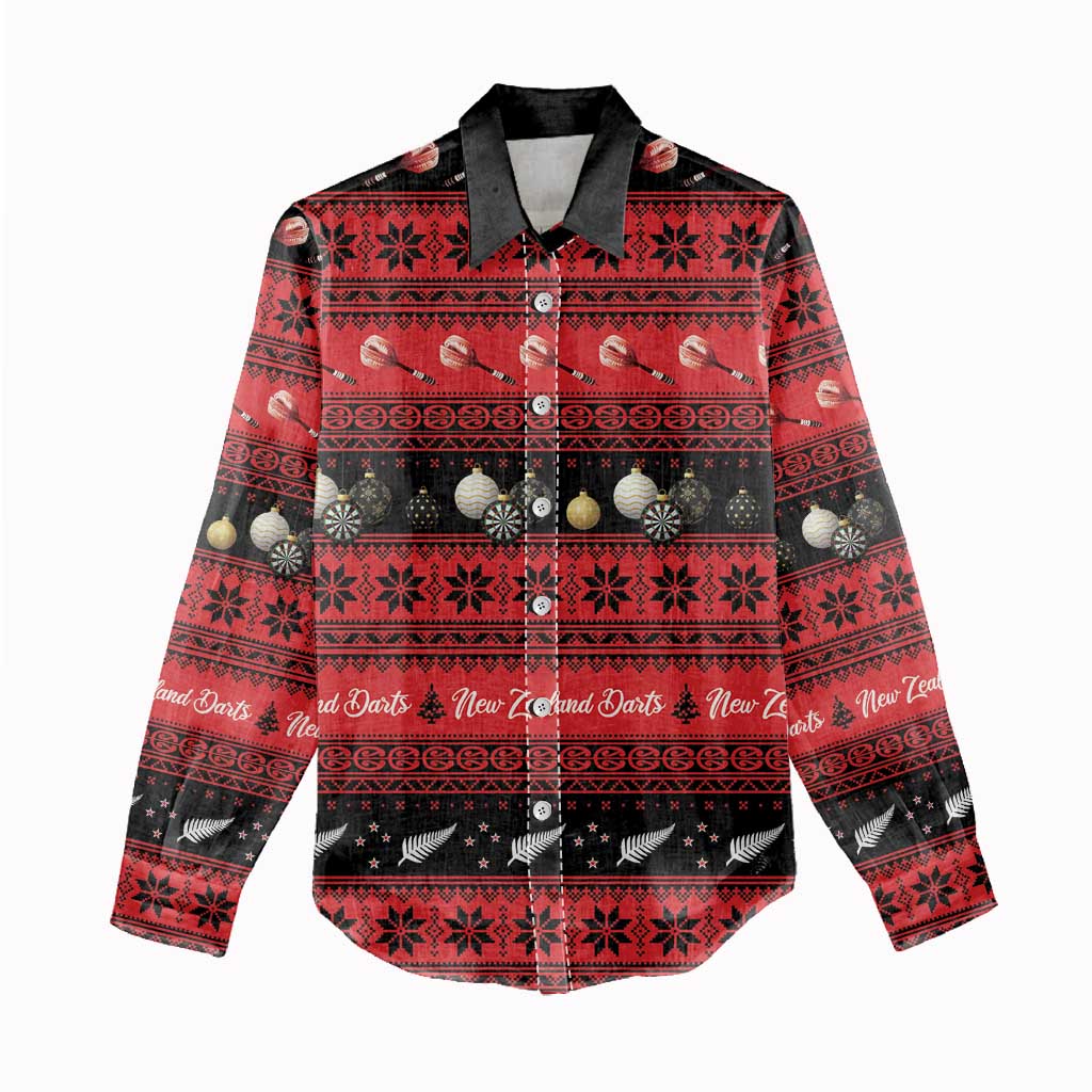 New Zealand Darts Christmas Women Casual Shirt Merry Xmas Aotearoa Maori Red - Vibe Hoodie