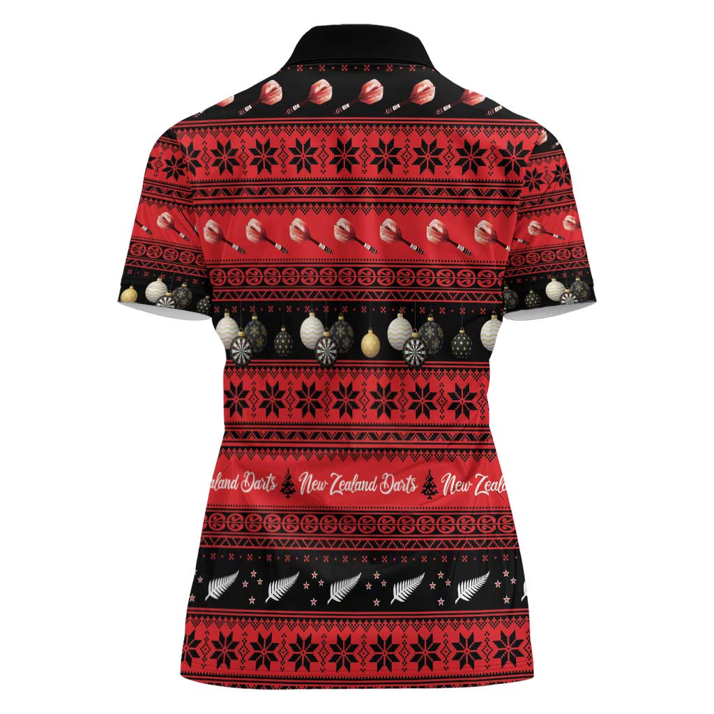 New Zealand Darts Christmas Women Polo Shirt Merry Xmas Aotearoa Maori Red - Vibe Hoodie
