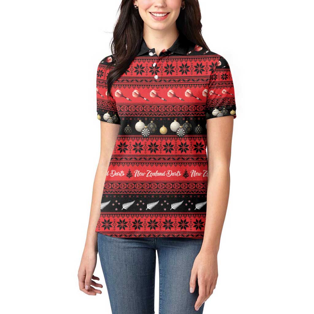 New Zealand Darts Christmas Women Polo Shirt Merry Xmas Aotearoa Maori Red - Vibe Hoodie