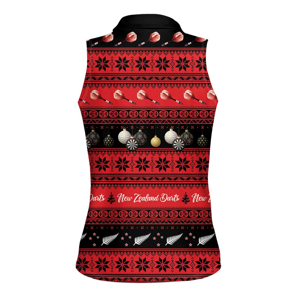 New Zealand Darts Christmas Women Sleeveless Polo Shirt Merry Xmas Aotearoa Maori Red - Vibe Hoodie
