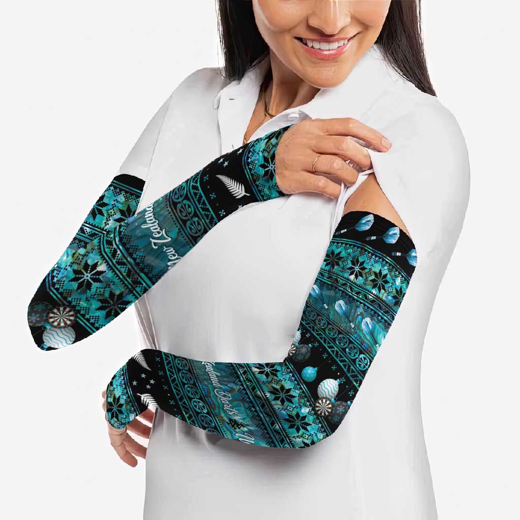 New Zealand Darts Christmas Arm Sleeves Merry Xmas Aotearoa Maori Paua Shell - Vibe Hoodie