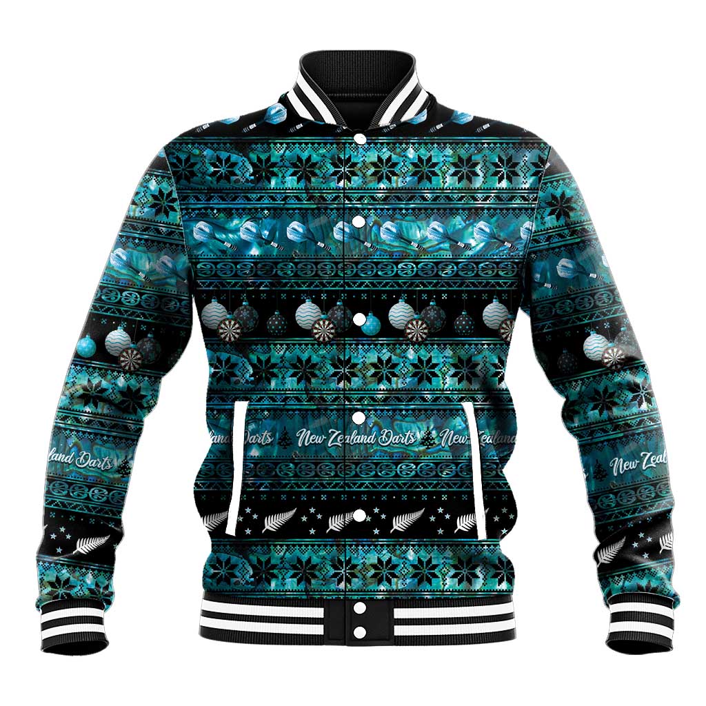 New Zealand Darts Christmas Baseball Jacket Merry Xmas Aotearoa Maori Paua Shell - Vibe Hoodie