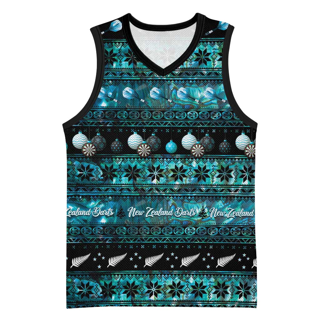 New Zealand Darts Christmas Basketball Jersey Merry Xmas Aotearoa Maori Paua Shell - Vibe Hoodie