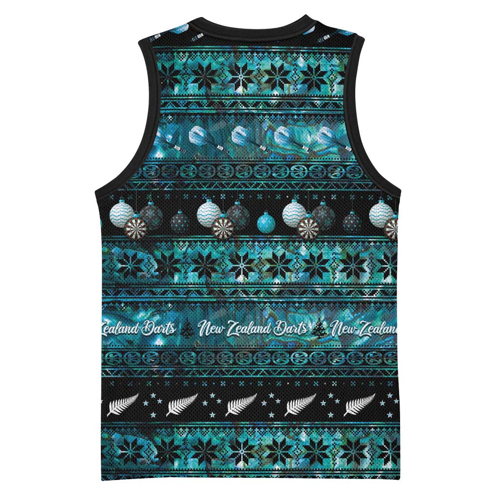New Zealand Darts Christmas Basketball Jersey Merry Xmas Aotearoa Maori Paua Shell - Vibe Hoodie