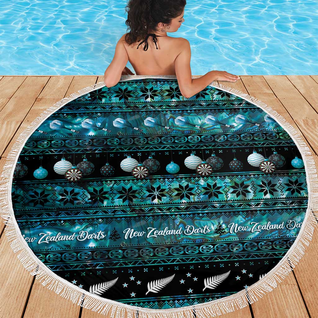 New Zealand Darts Christmas Beach Blanket Merry Xmas Aotearoa Maori Paua Shell - Vibe Hoodie