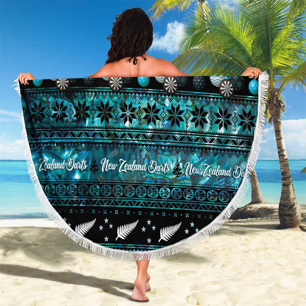 New Zealand Darts Christmas Beach Blanket Merry Xmas Aotearoa Maori Paua Shell - Vibe Hoodie