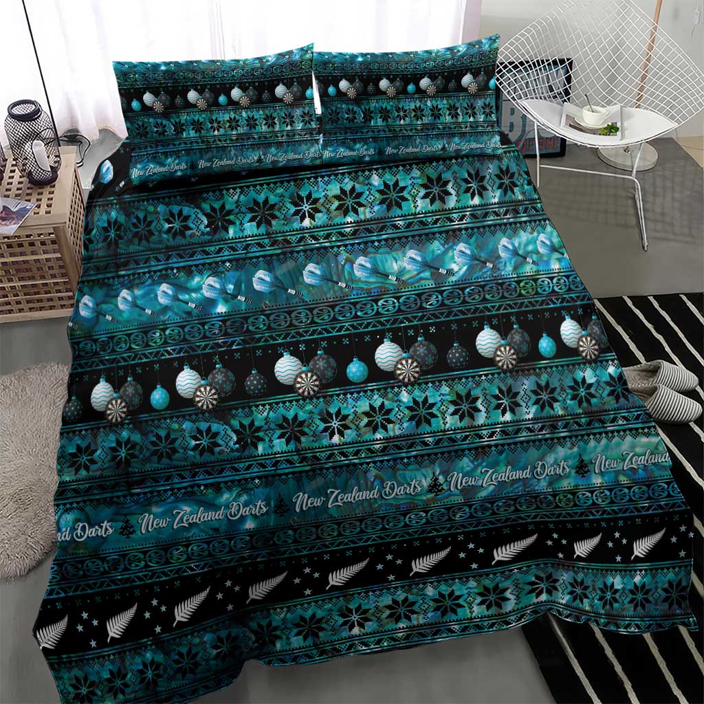 New Zealand Darts Christmas Bedding Set Merry Xmas Aotearoa Maori Paua Shell - Vibe Hoodie