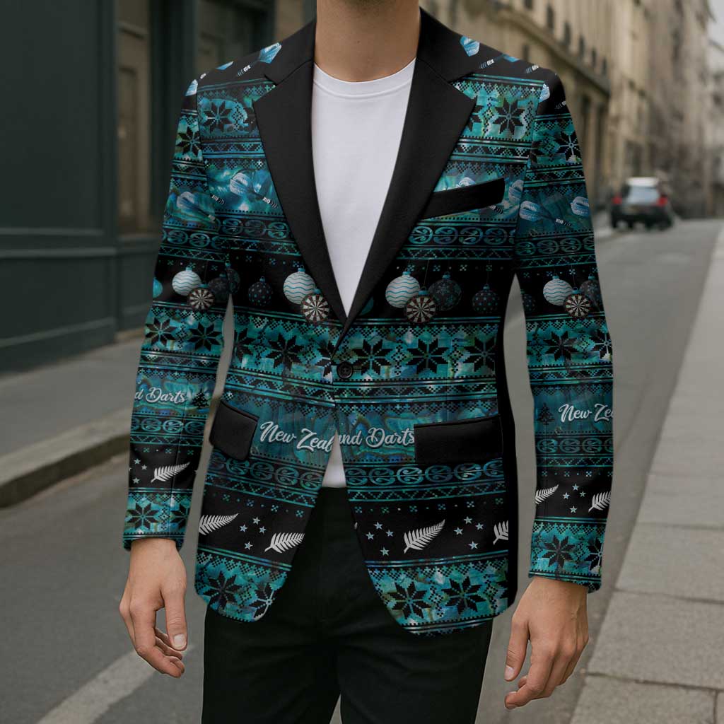 New Zealand Darts Christmas Blazer Merry Xmas Aotearoa Maori Paua Shell - Vibe Hoodie