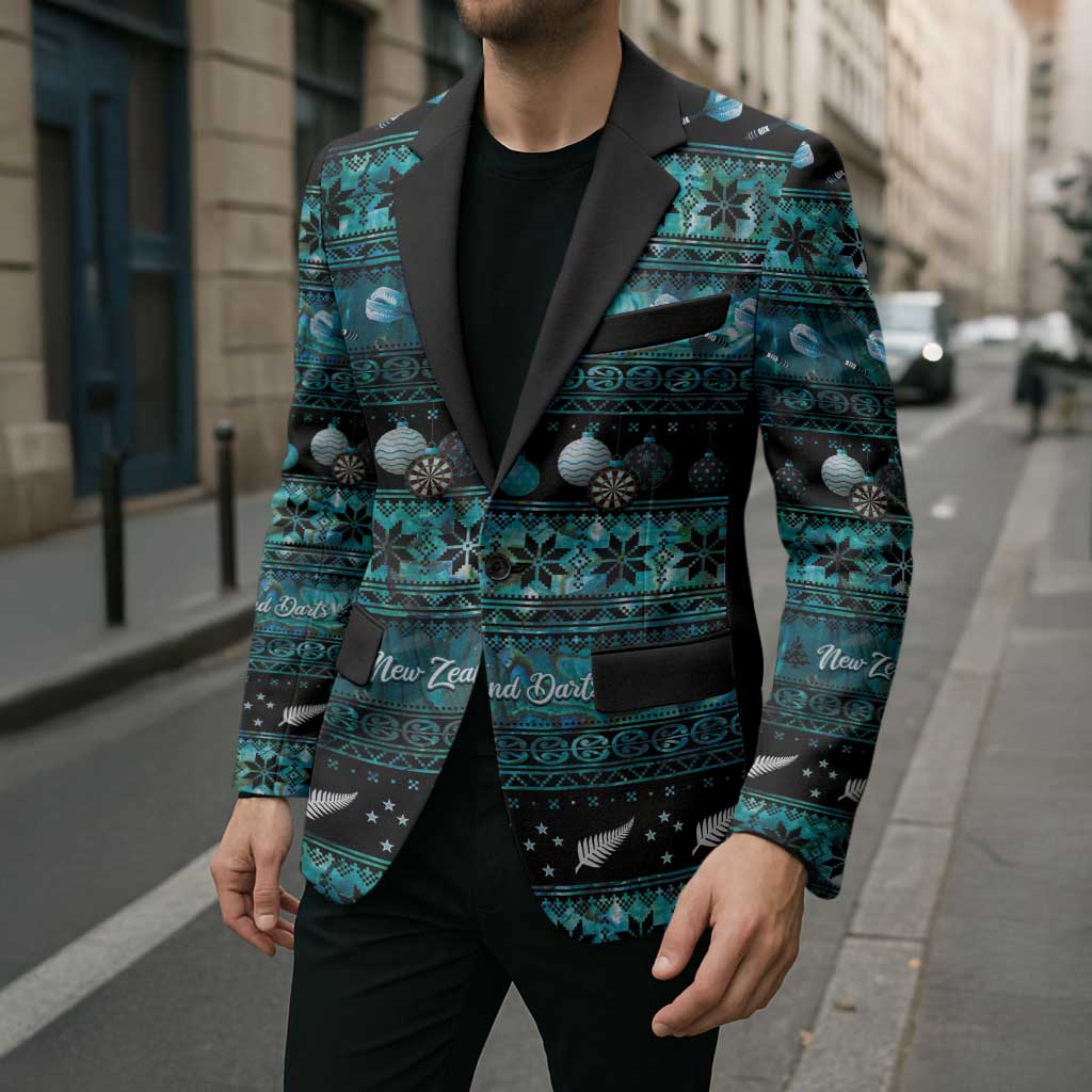 New Zealand Darts Christmas Blazer Merry Xmas Aotearoa Maori Paua Shell - Vibe Hoodie