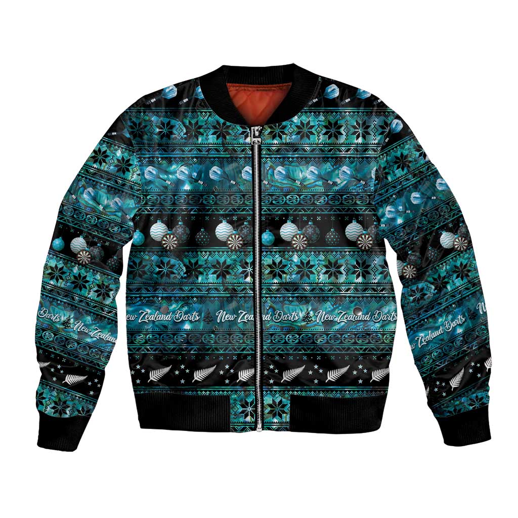 New Zealand Darts Christmas Bomber Jacket Merry Xmas Aotearoa Maori Paua Shell - Vibe Hoodie