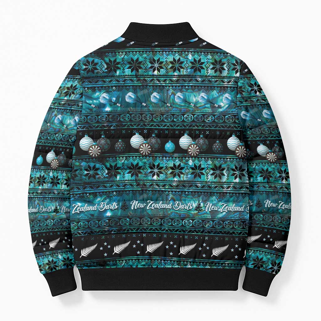New Zealand Darts Christmas Bomber Puffer Jacket Merry Xmas Aotearoa Maori Paua Shell - Vibe Hoodie