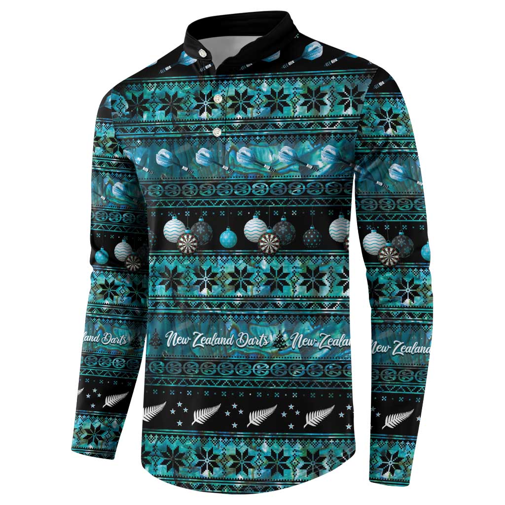 New Zealand Darts Christmas Button Sweatshirt Merry Xmas Aotearoa Maori Paua Shell - Vibe Hoodie