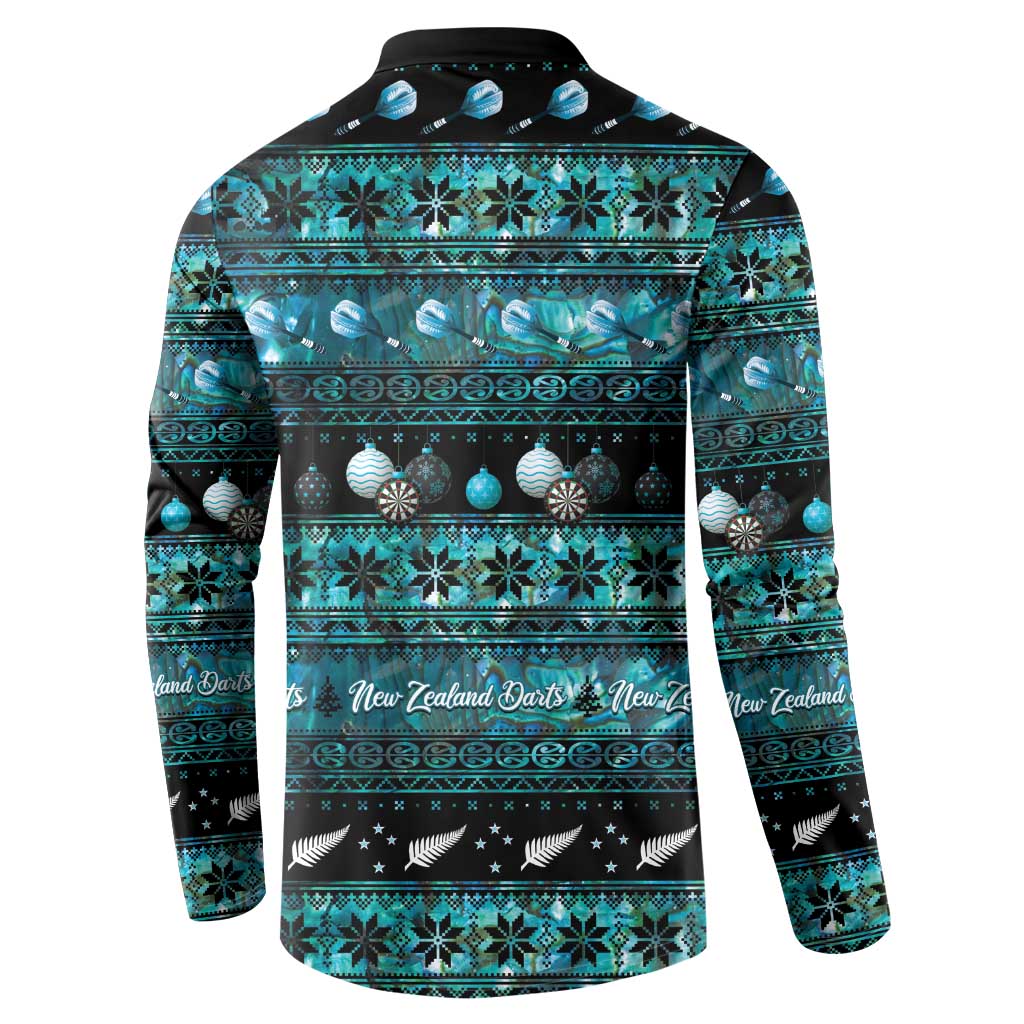 New Zealand Darts Christmas Button Sweatshirt Merry Xmas Aotearoa Maori Paua Shell - Vibe Hoodie