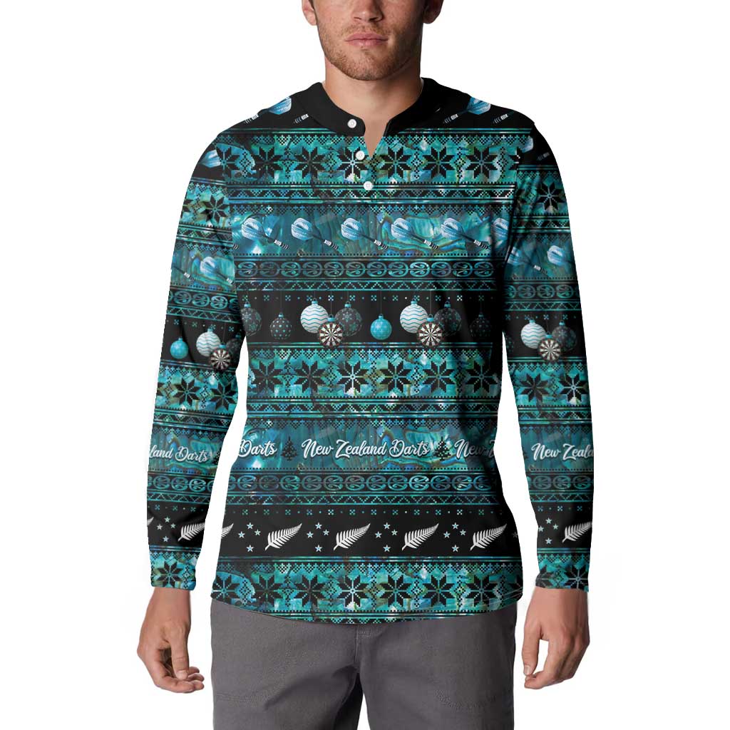 New Zealand Darts Christmas Button Sweatshirt Merry Xmas Aotearoa Maori Paua Shell - Vibe Hoodie