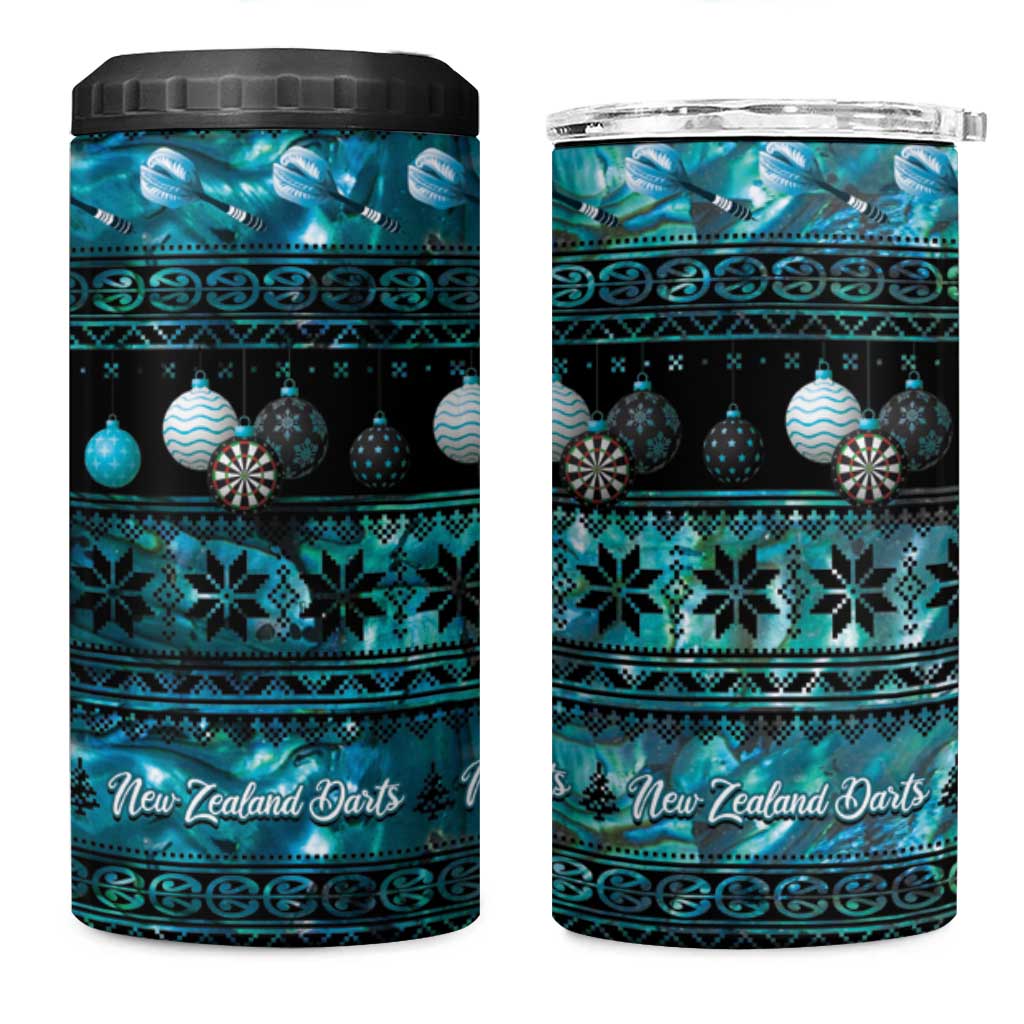 New Zealand Darts Christmas 4 in 1 Can Cooler Tumbler Merry Xmas Aotearoa Maori Paua Shell - Vibe Hoodie