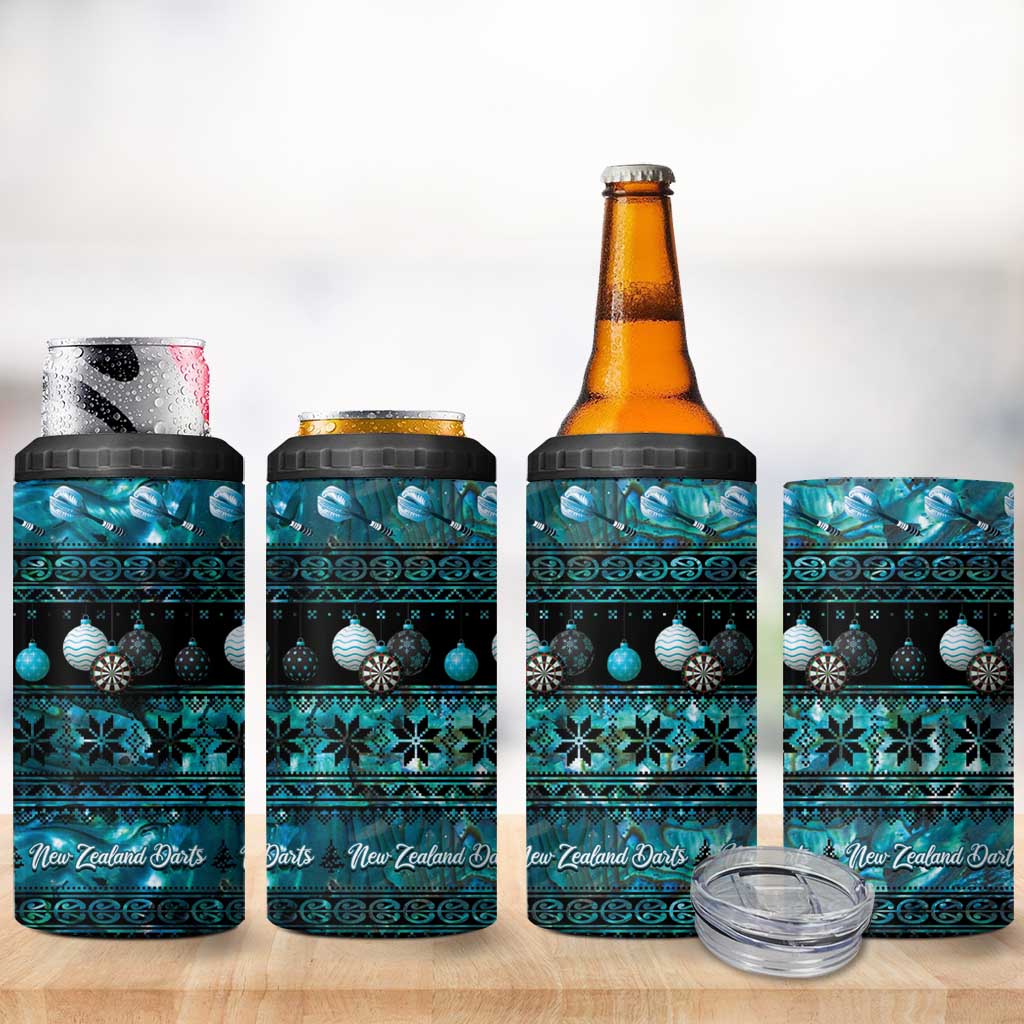 New Zealand Darts Christmas 4 in 1 Can Cooler Tumbler Merry Xmas Aotearoa Maori Paua Shell - Vibe Hoodie