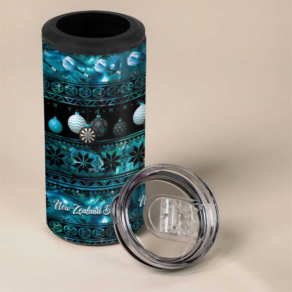New Zealand Darts Christmas 4 in 1 Can Cooler Tumbler Merry Xmas Aotearoa Maori Paua Shell - Vibe Hoodie