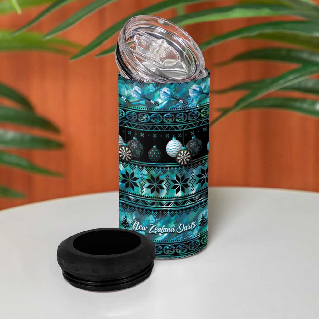 New Zealand Darts Christmas 4 in 1 Can Cooler Tumbler Merry Xmas Aotearoa Maori Paua Shell - Vibe Hoodie