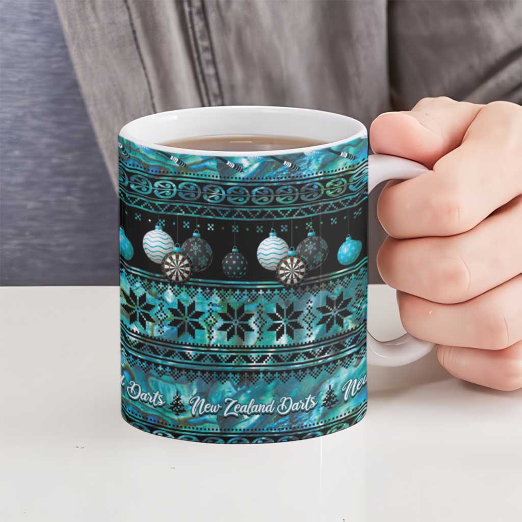 New Zealand Darts Christmas Ceramic Mug Merry Xmas Aotearoa Maori Paua Shell - Vibe Hoodie