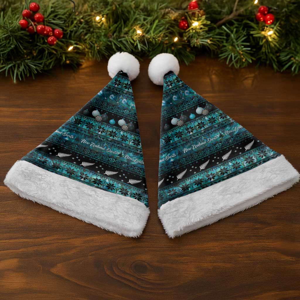New Zealand Darts Christmas Santa Hat Merry Xmas Aotearoa Maori Paua Shell - Vibe Hoodie