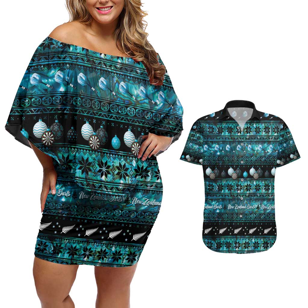 New Zealand Darts Christmas Couples Matching Off Shoulder Short Dress and Hawaiian Shirt Merry Xmas Aotearoa Maori Paua Shell - Vibe Hoodie