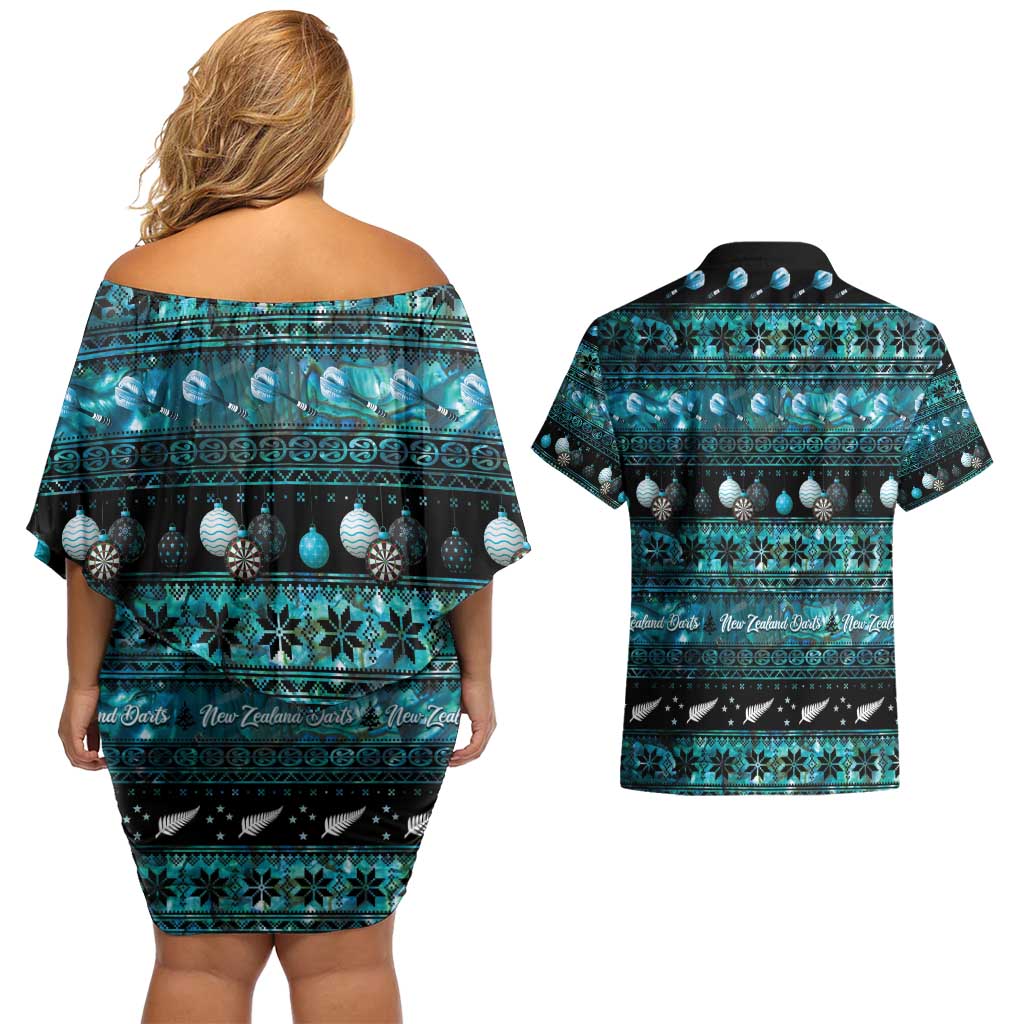New Zealand Darts Christmas Couples Matching Off Shoulder Short Dress and Hawaiian Shirt Merry Xmas Aotearoa Maori Paua Shell - Vibe Hoodie