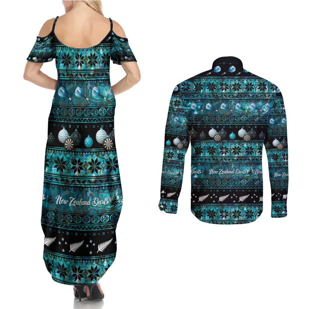 New Zealand Darts Christmas Couples Matching Summer Maxi Dress and Long Sleeve Button Shirt Merry Xmas Aotearoa Maori Paua Shell - Vibe Hoodie