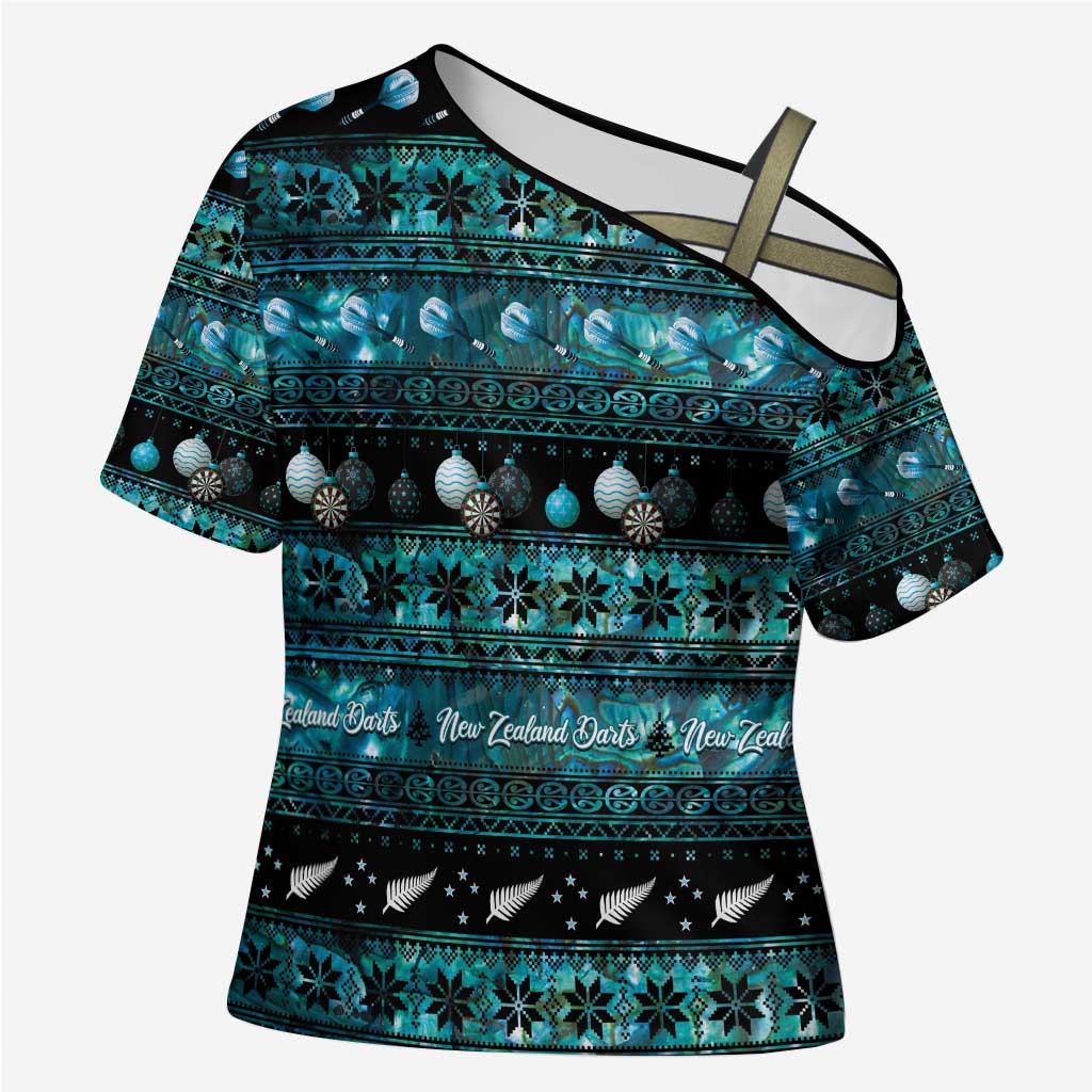 New Zealand Darts Christmas Cross Shoulder Shirt Merry Xmas Aotearoa Maori Paua Shell - Vibe Hoodie