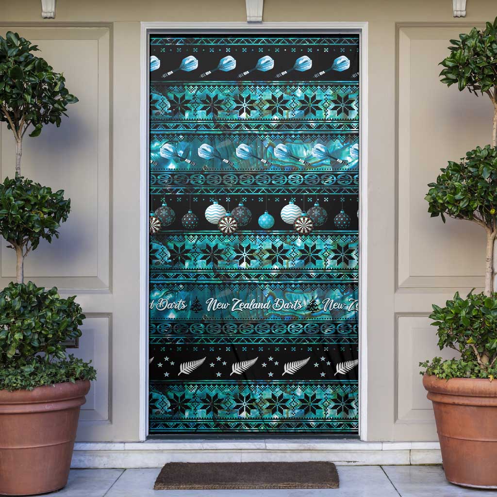 New Zealand Darts Christmas Door Cover Merry Xmas Aotearoa Maori Paua Shell - Vibe Hoodie