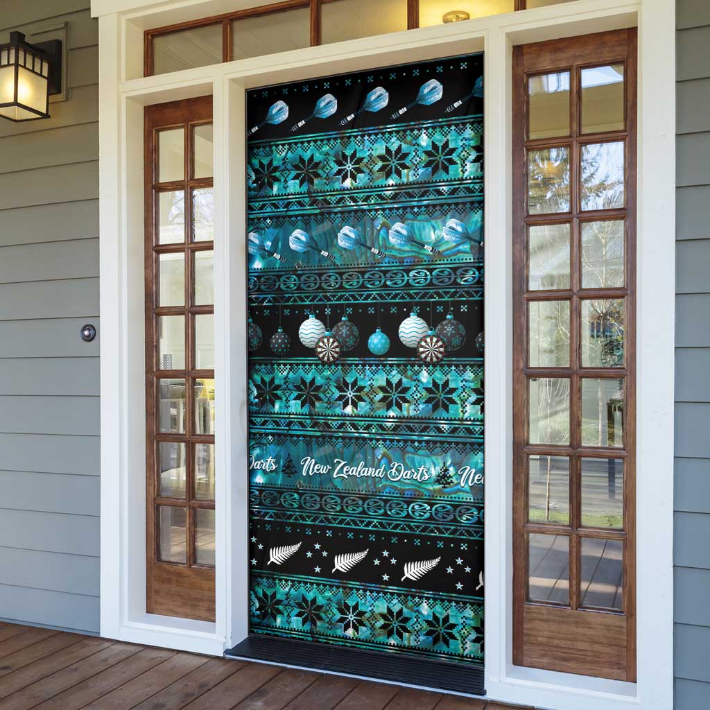New Zealand Darts Christmas Door Cover Merry Xmas Aotearoa Maori Paua Shell - Vibe Hoodie