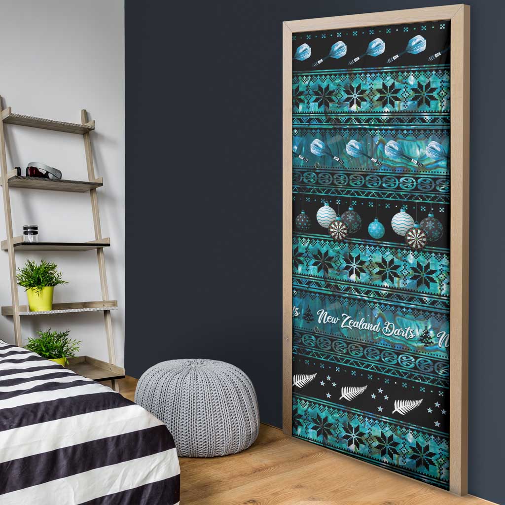 New Zealand Darts Christmas Door Cover Merry Xmas Aotearoa Maori Paua Shell - Vibe Hoodie