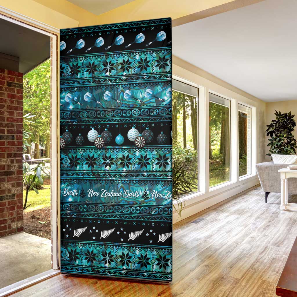 New Zealand Darts Christmas Door Cover Merry Xmas Aotearoa Maori Paua Shell - Vibe Hoodie