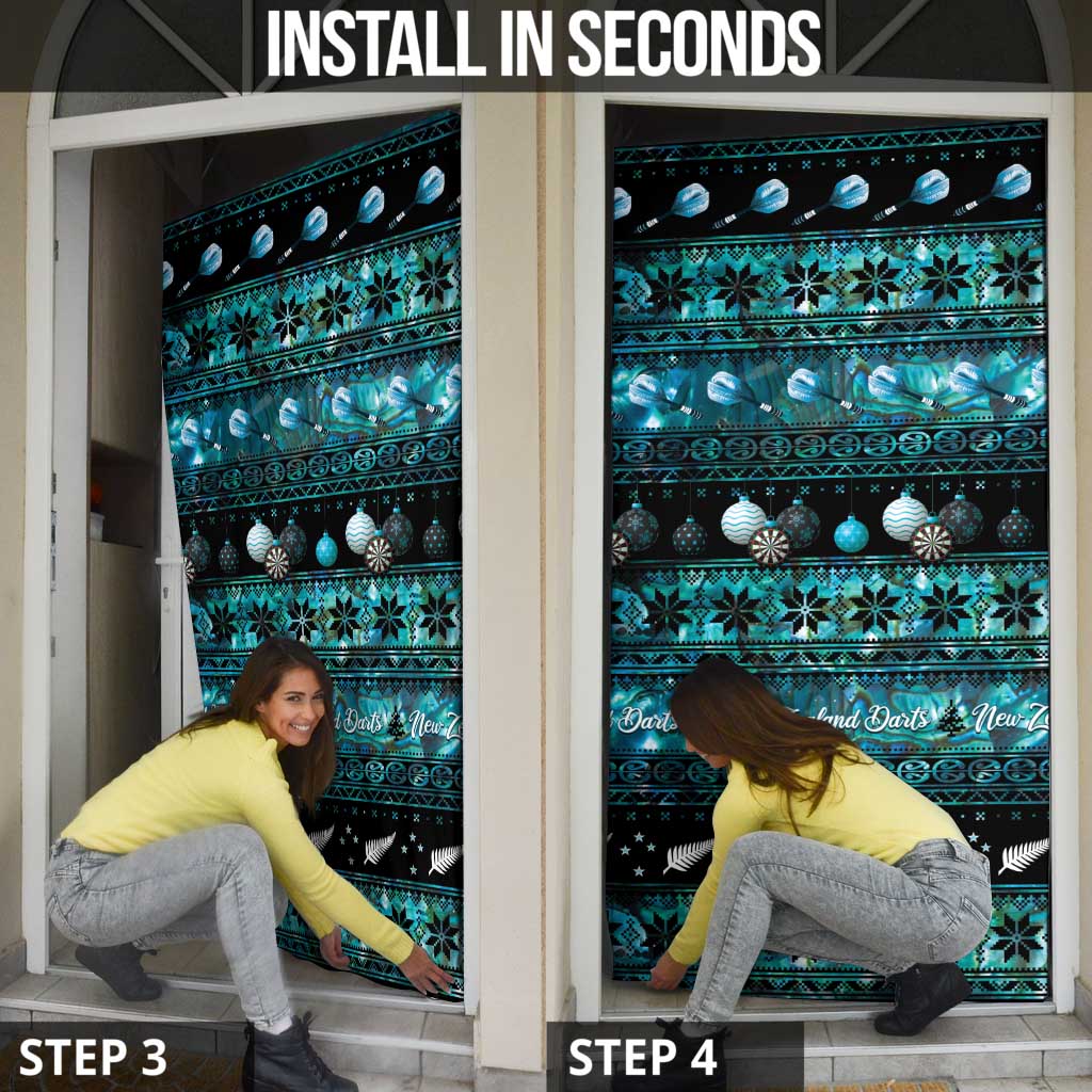 New Zealand Darts Christmas Door Cover Merry Xmas Aotearoa Maori Paua Shell - Vibe Hoodie