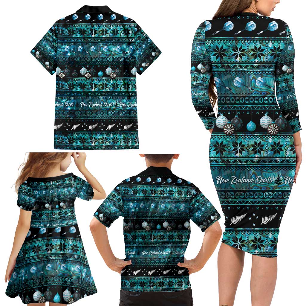 New Zealand Darts Christmas Family Matching Long Sleeve Bodycon Dress and Hawaiian Shirt Merry Xmas Aotearoa Maori Paua Shell - Vibe Hoodie
