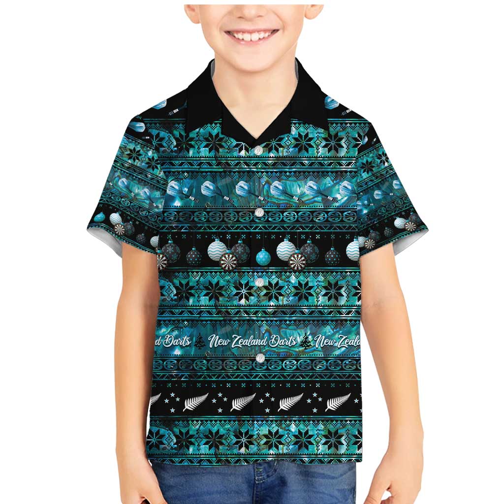 New Zealand Darts Christmas Family Matching Mermaid Dress and Hawaiian Shirt Merry Xmas Aotearoa Maori Paua Shell - Vibe Hoodie