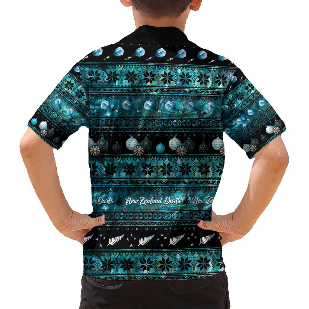 New Zealand Darts Christmas Family Matching Off Shoulder Maxi Dress and Hawaiian Shirt Merry Xmas Aotearoa Maori Paua Shell - Vibe Hoodie