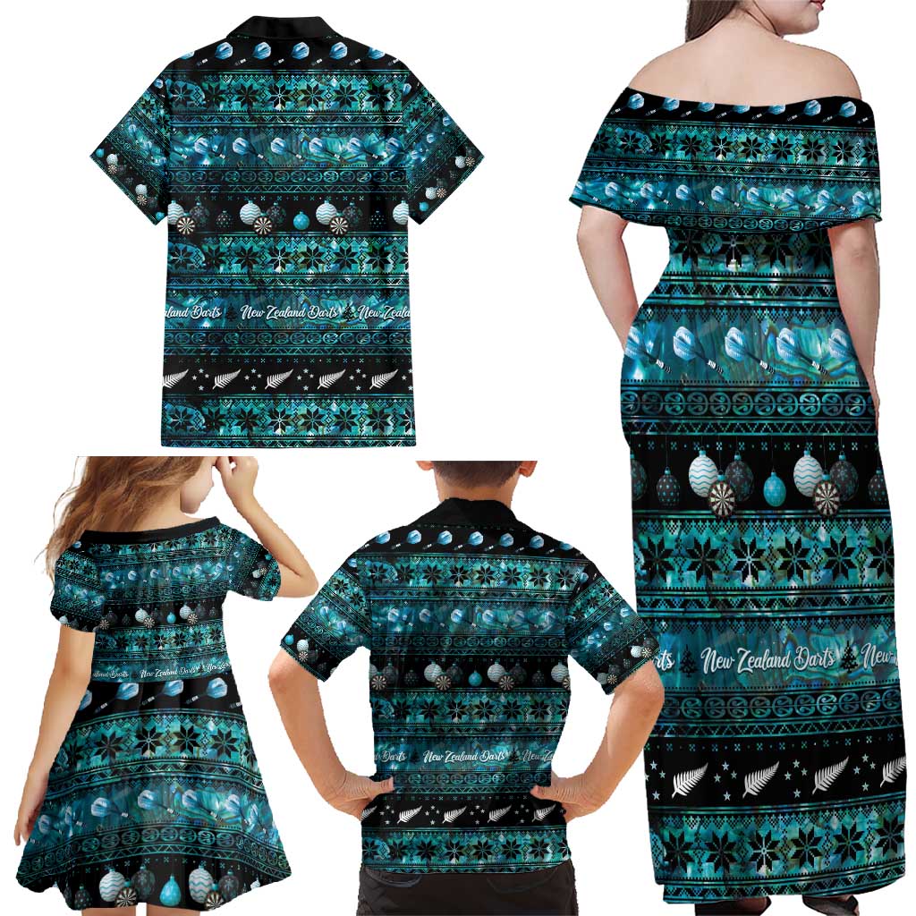 New Zealand Darts Christmas Family Matching Off Shoulder Maxi Dress and Hawaiian Shirt Merry Xmas Aotearoa Maori Paua Shell - Vibe Hoodie