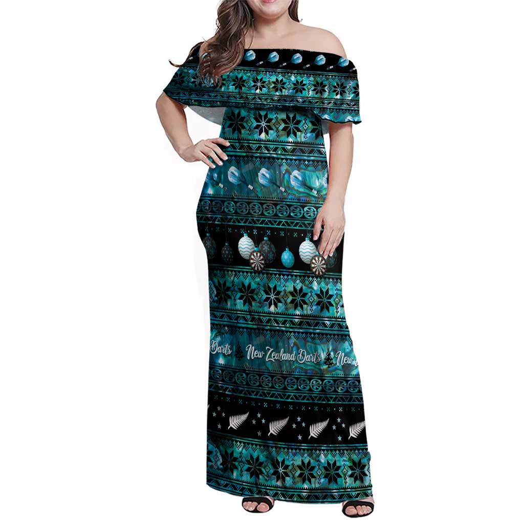 New Zealand Darts Christmas Family Matching Off Shoulder Maxi Dress and Hawaiian Shirt Merry Xmas Aotearoa Maori Paua Shell - Vibe Hoodie