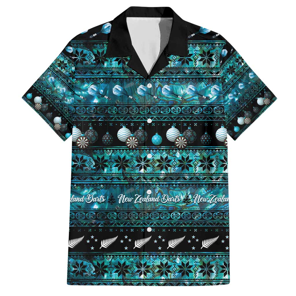 New Zealand Darts Christmas Family Matching Short Sleeve Bodycon Dress and Hawaiian Shirt Merry Xmas Aotearoa Maori Paua Shell - Vibe Hoodie