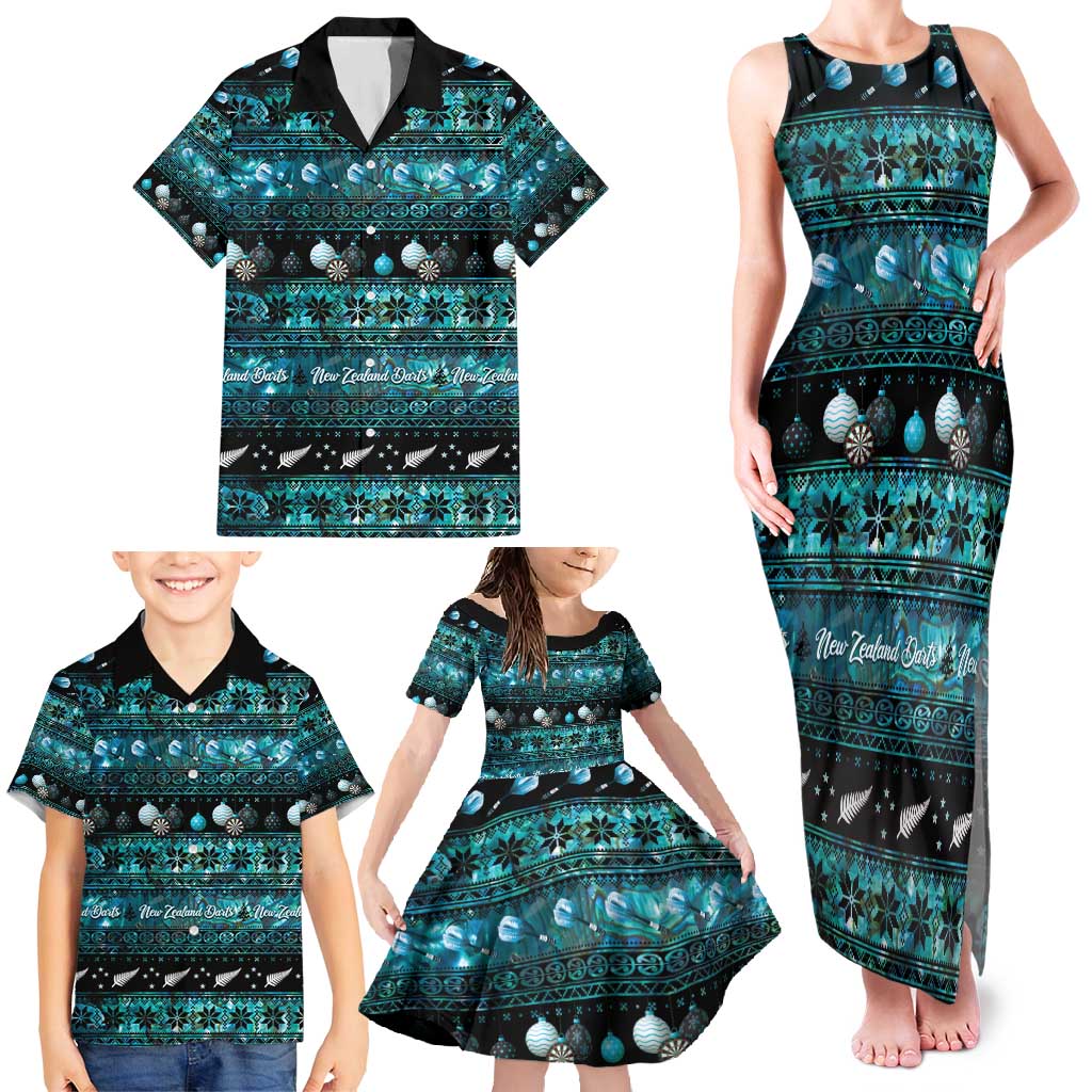 New Zealand Darts Christmas Family Matching Tank Maxi Dress and Hawaiian Shirt Merry Xmas Aotearoa Maori Paua Shell - Vibe Hoodie