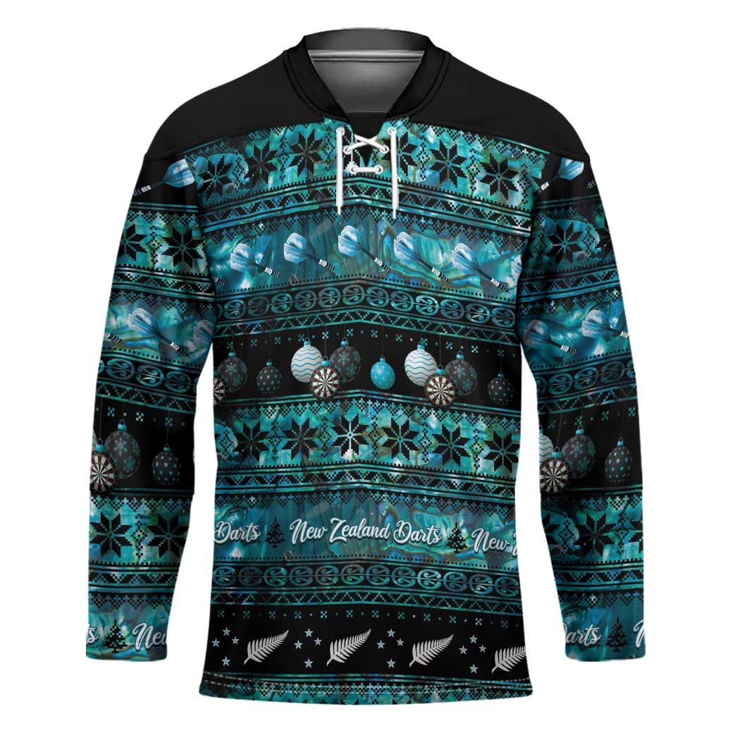 New Zealand Darts Christmas Hockey Jersey Merry Xmas Aotearoa Maori Paua Shell - Vibe Hoodie