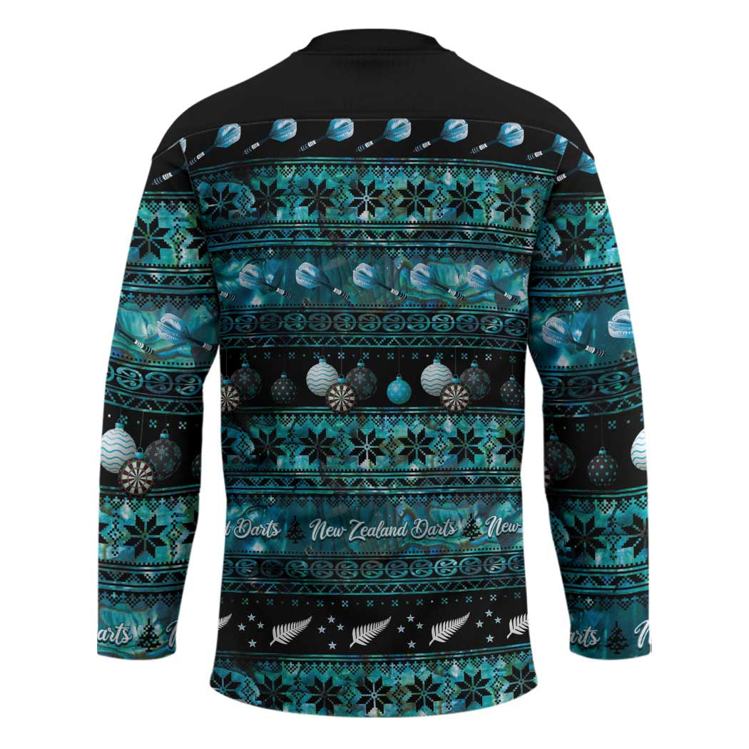 New Zealand Darts Christmas Hockey Jersey Merry Xmas Aotearoa Maori Paua Shell - Vibe Hoodie
